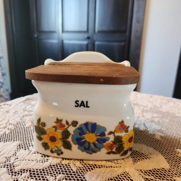 cortty Other - 1960s Salt Pot From Spain. Wall hung. Spanish, ceramic, floral